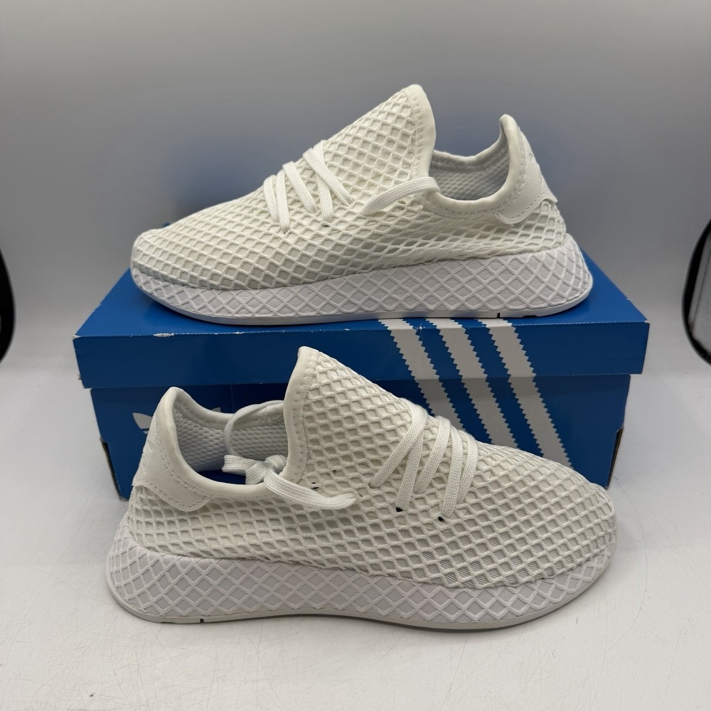Adidas Originals Deerupt Runner Shoes YOUTH‎ Kids Size 4 White Sneakers CQ2935